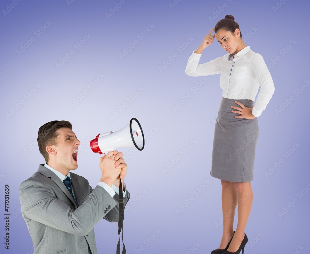 Poster composite image of businessman with megaphone