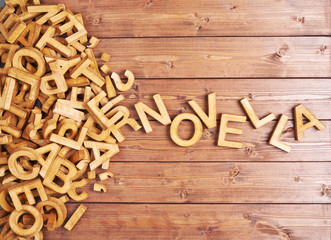 Word novella made with wooden letters