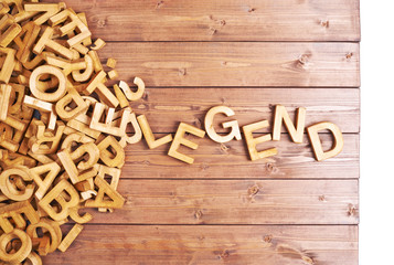 Word legend made with wooden letters