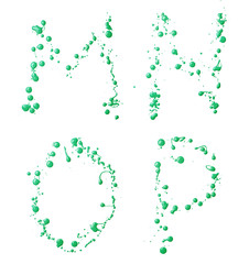 Letters made with the drops of paint