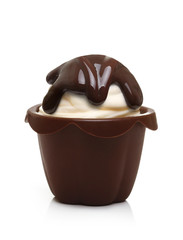 Dark chocolate bar in foil isolated