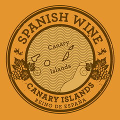 Grunge rubber stamp with words Spanish Wine, Canary Islands