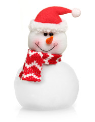 Snowman in red hat isolated