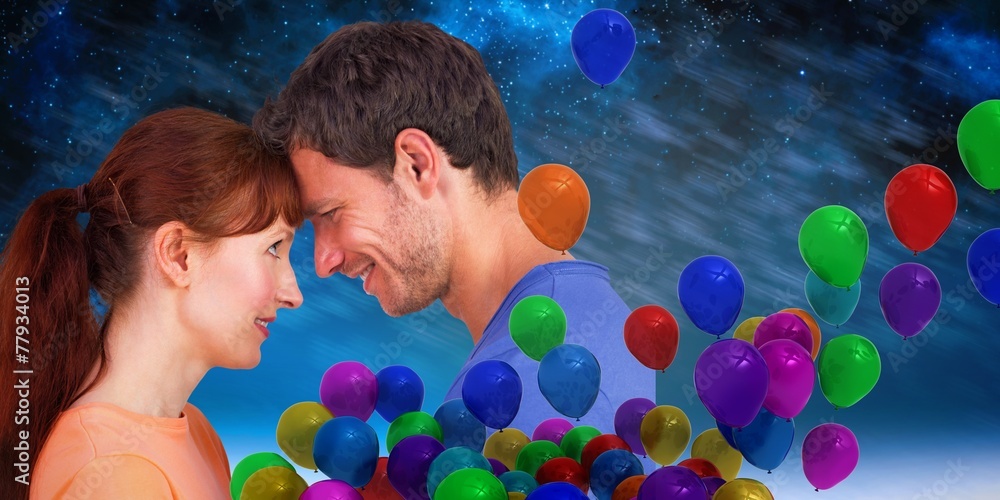 Poster composite image of couple looking at each other