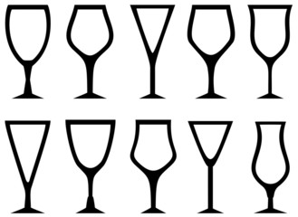 isolated white alcohol glasses set