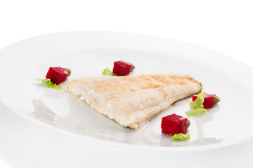 Grilled perch fish fillet.