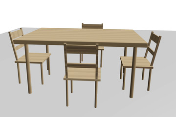 Table with four chairs
