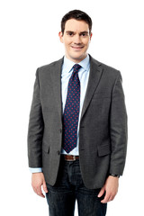 Handsome entrepreneur posing over white