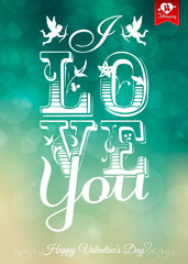 Valentine's Day card with lettering and cupids.