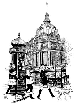 Women walking and shopping at the "grand boulevard"