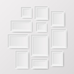 set of white picture frames