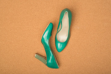 green high heels shoes