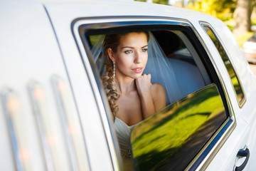 Bride in limousine