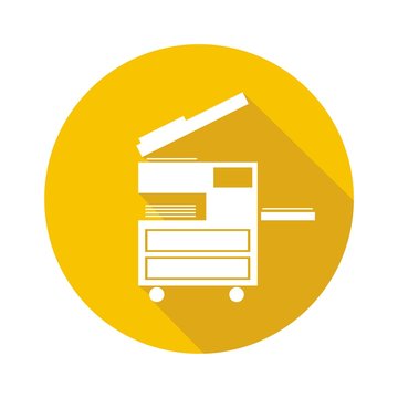 Icono fotocopiadora amarillo bot&oacute;n sombra