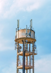 Old water tower with cellular communications.