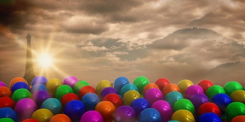 Fototapeta na wymiar Composite image of colourful balloons