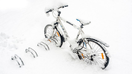 heavy winter storm in european city