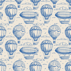 Naklejka premium seamless background with balloons and airships