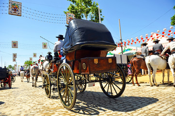 Fototapeta premium Bryczką, targi w Sewilli, Hiszpania