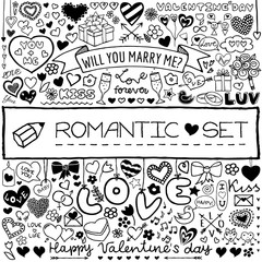 Doodle romantic set