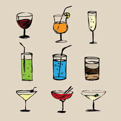 Cocktails  hand drawn