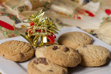 Christmas cookies with merry christmas decoration