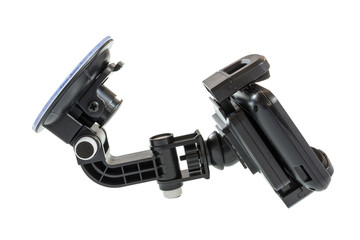 Gps, satellite navigation device, dashboard holder car mount isolated on white with clipping path. Portable gadget for navigator to search, display guidance, information, positioning and route on map.