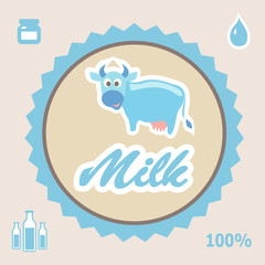 Milk Label with cow -  illustration