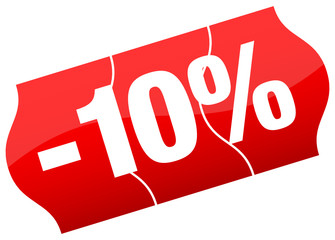 Price Tag Sale 10% Minus Red Divided