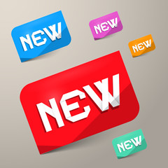 Paper Colorful Vector Labels Set with New Title