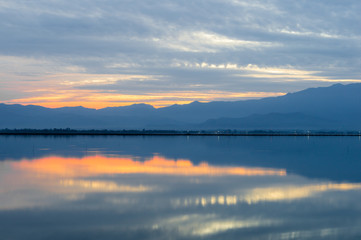 Beautiful sunset scenic at Phayao,Thailand
