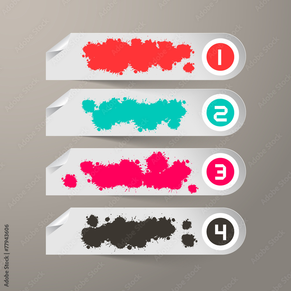 Poster empty paper vector labels with bent corners and splashes - blots
