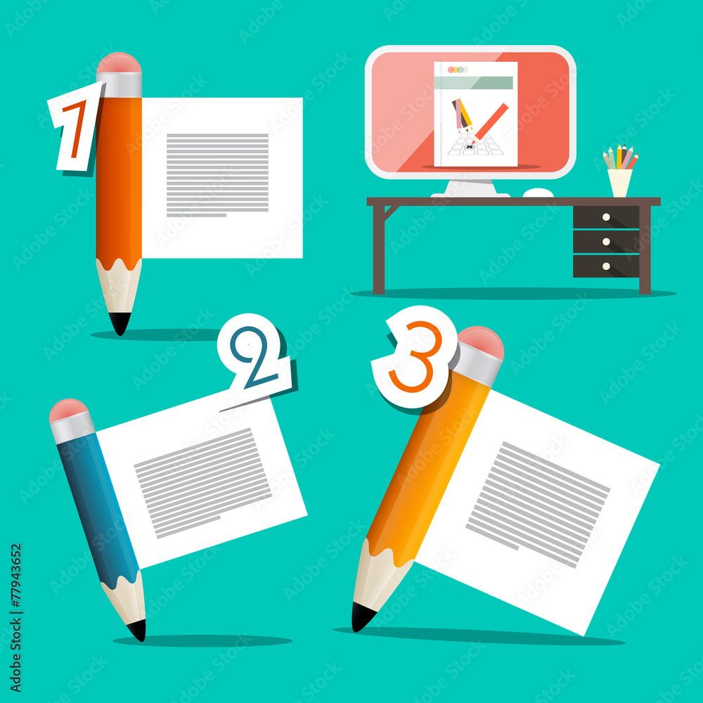 Poster three steps vector tutorial infographics design