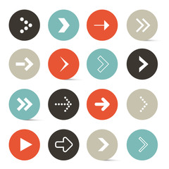 Vector Blue - Red and Black Retro Paper Circle Arrows Set