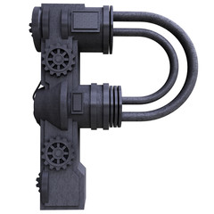 Iron mechanical black letters scratched metal