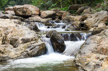 Fototapeta na wymiar Beautiful Choeng Thong waterfall in Phrae, Thailand.