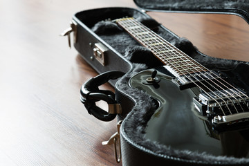 Electric guitar in the case