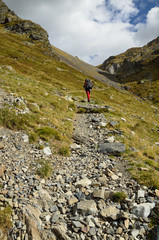 Fototapeta na wymiar Hiker in the Atlantic Pyrenees, Bearn