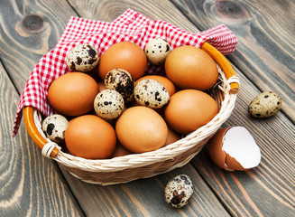 different types of eggs in a basket