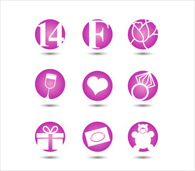 Valentine's day, 14 February,  icon