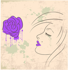 Women with a rose sketch