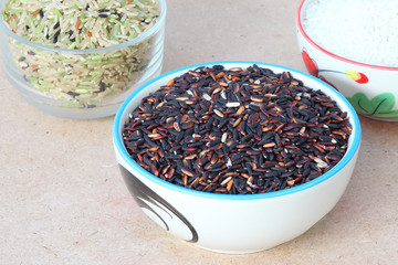 Black Rice on Wood Table