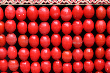 Easter background of the red eggs