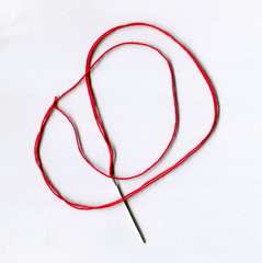 Close-up of the embroidery needle with tortile thread