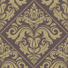Damask Seamless  Pattern. Orient Golden Background