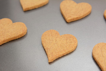 Close-up of heart-shaped biscuit for Valentine's Day