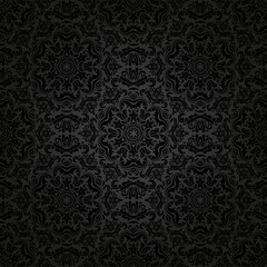 Damask Seamless  Pattern. Orient Dark Background