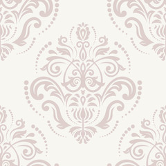Damask Seamless  Pattern. Orient Pink Background
