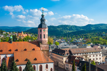 Stadtpanorama mit Stiftskirche, Baden-Baden, Schwarzwald, Baden-