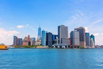 Naklejka na ściany i meble Manhattan New York skyline from NY bay in USA